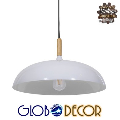 GLOBOSTAR® VALLETE 01256 Μοντέρνο Κρεμαστό Φωτιστικό Οροφής με Ντουί 1 x E27 AC 220-240V IP20 - Λευκό & Μπεζ - Μ45 x Π45 x Υ27cm
